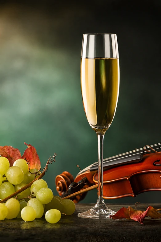 Violin and champagne for luxury wedding and event music